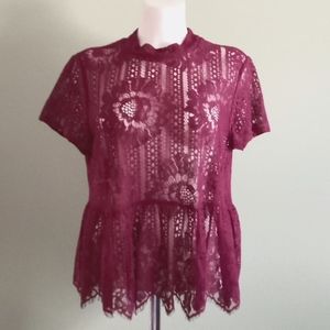 Purple Lacey See Through Top NWT
